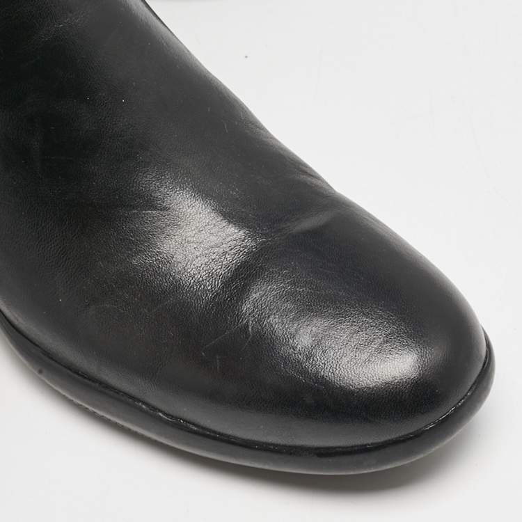 Pre Owned Prada Black Leather Knee Length Boots Size 39