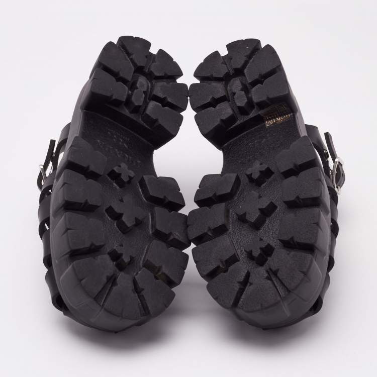 Pre Owned Prada Black Rubber Monolith Sandals Size 38