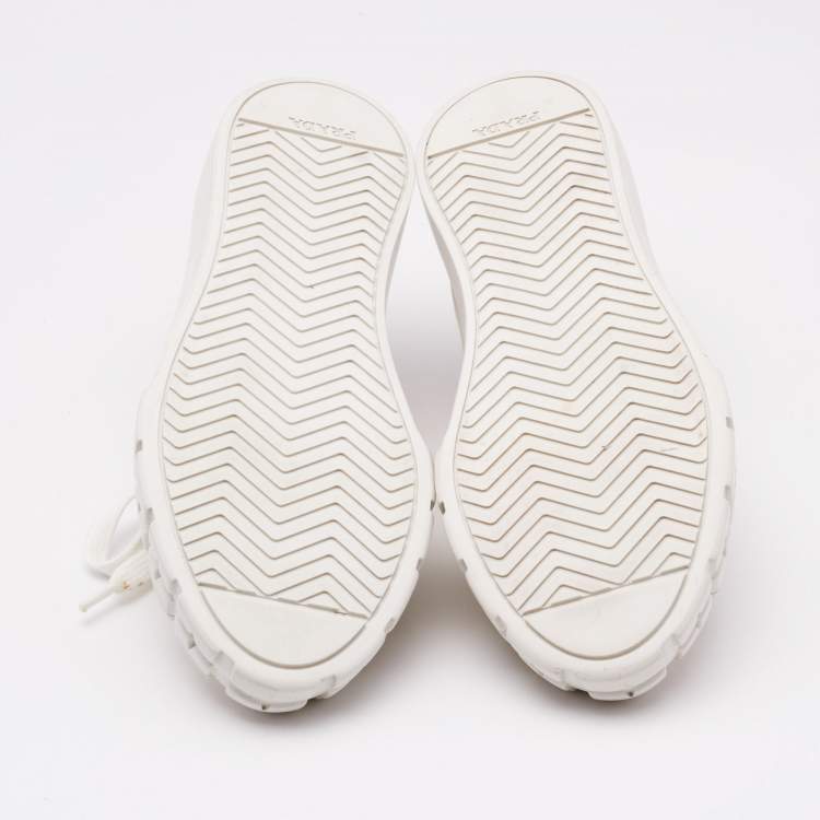 Pre Owned Prada White Re-Nylon Double Wheel Low Top Sneakers Size 37