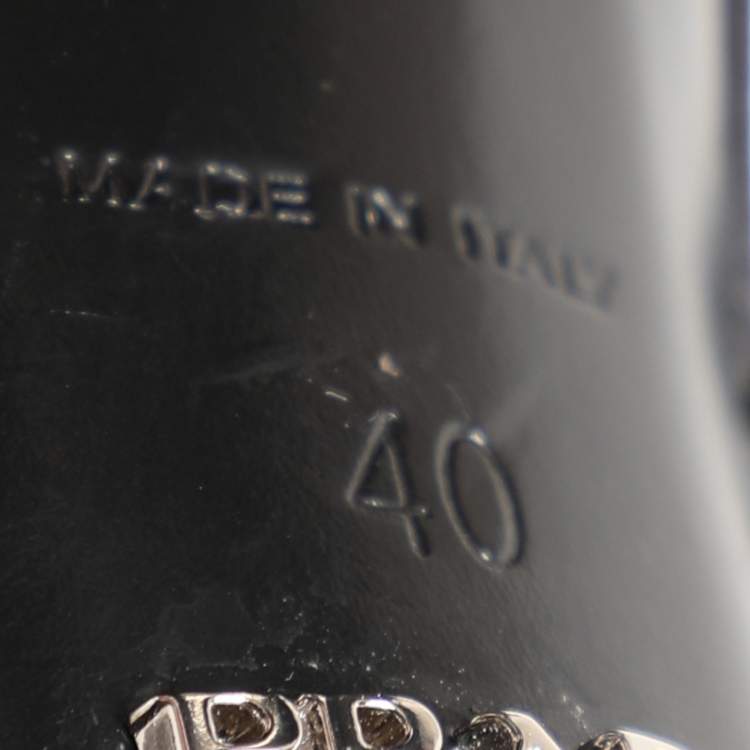 Pre Owned Prada Black Satin Embellished Ankle Strap Sandals Size 40