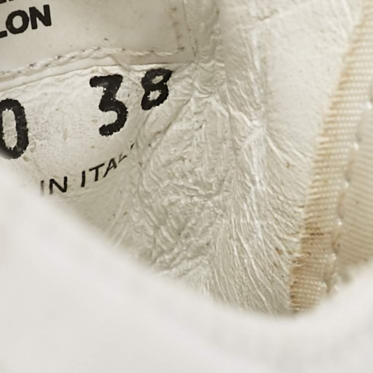 Pre Owned Prada White Canvas Cassetta Lace Up Sneakers Size 38