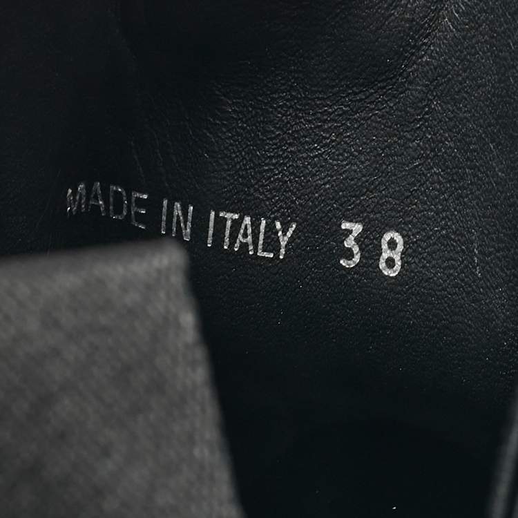 Pre Owned Prada Black Leather and Nylon Monolith Ankle Boots Size 38