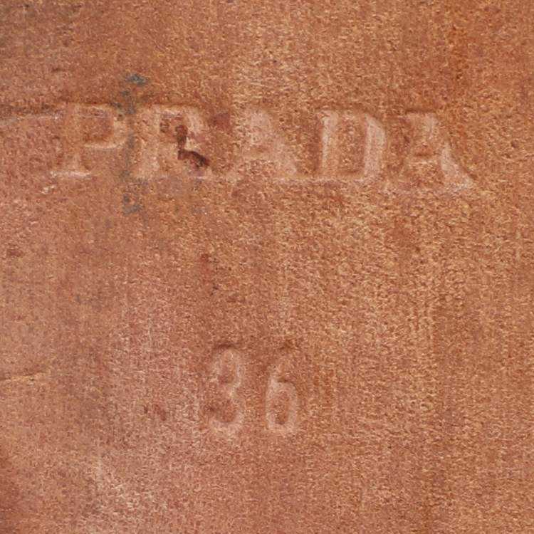 Pre Owned Prada Cream Patent Saffiano Leather Embellished Flats Size 36