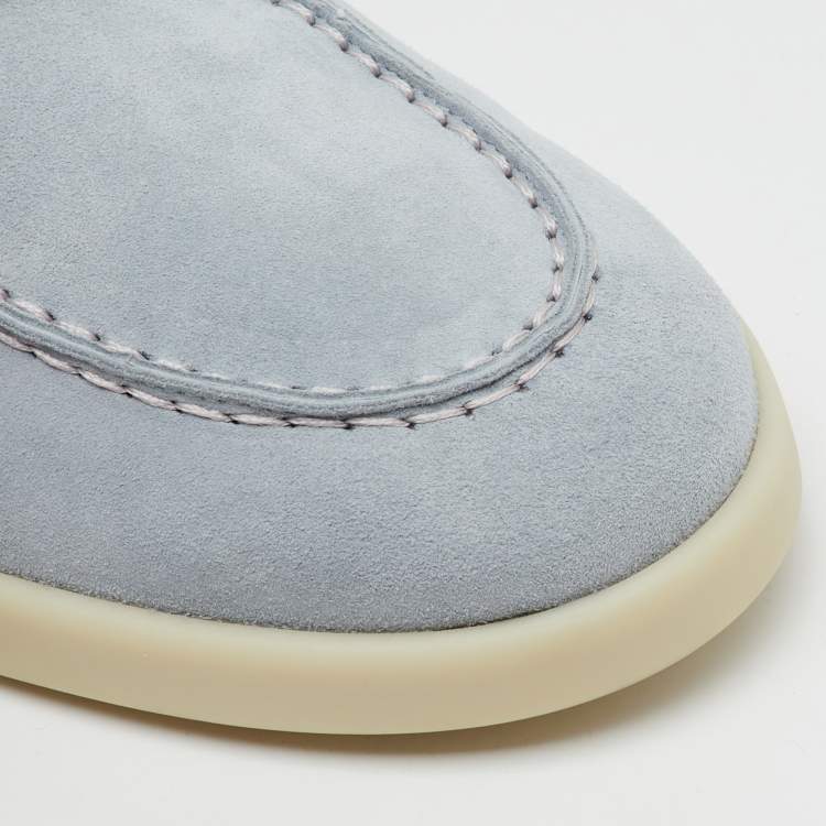 مملوكة مسبقًا Prada Light Blue Suede Slip On Loafers Size 38.5