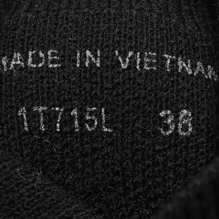 Pre Owned Prada Black Knit Fabric Logo Sock Runner High Top Sneakers Size 38