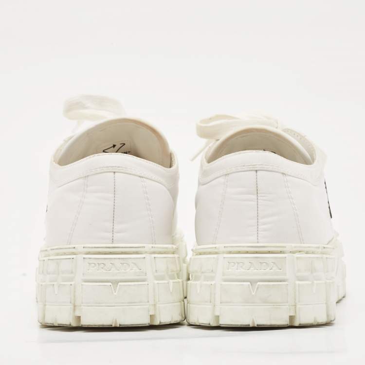 Pre Owned Prada White Nylon Gabardine Lace Up Sneakers Size 41
