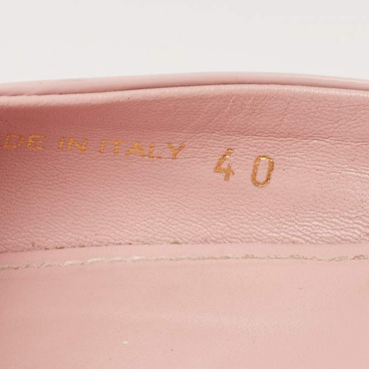 Pre Owned Prada Light Pink Brushed Leather Logo Slingback Pumps Size 40