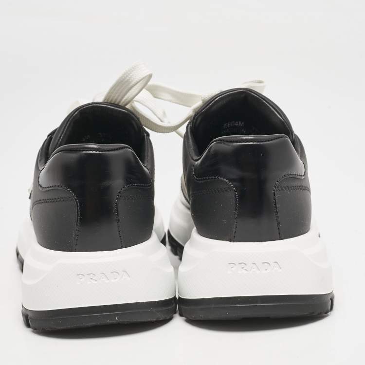 Pre Owned Prada Black Leather Prax 01 Low Top Sneakers Size 37.5