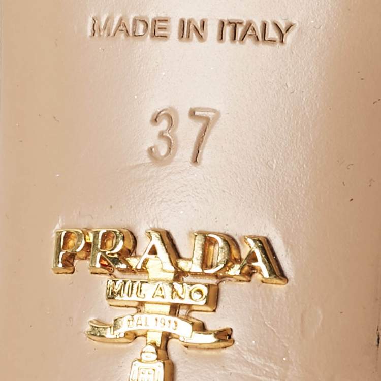 Pre Owned Prada Gold Python Embossed Leather Slide Sandals Size 37