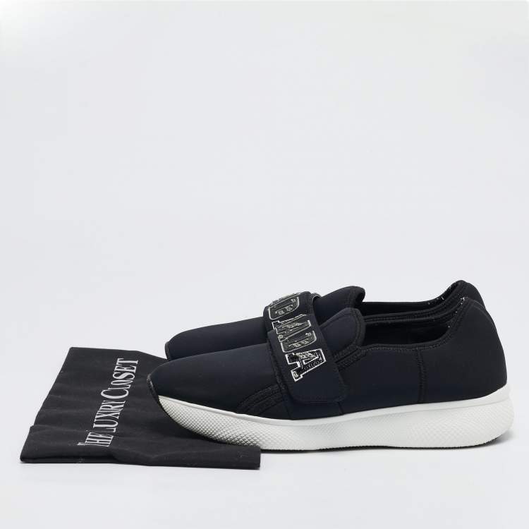 Pre Owned Prada Black Nylon Velcro Sneakers Size 37