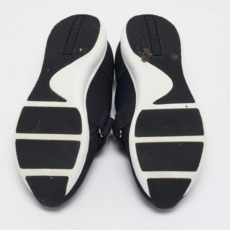 Pre Owned Prada Black Nylon Velcro Sneakers Size 37