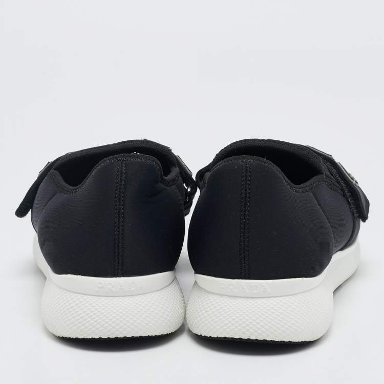 Pre Owned Prada Black Nylon Velcro Sneakers Size 37