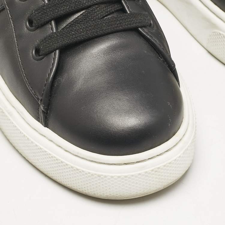 Pre Owned Prada Black Leather Lace Up Sneakers Size 36