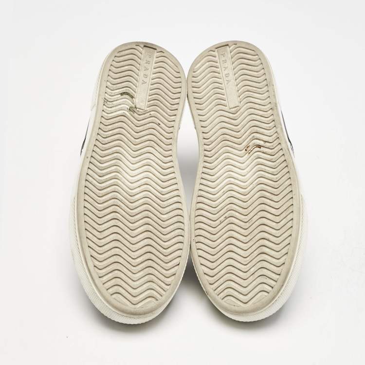 Pre Owned Prada Black Leather Lace Up Sneakers Size 36