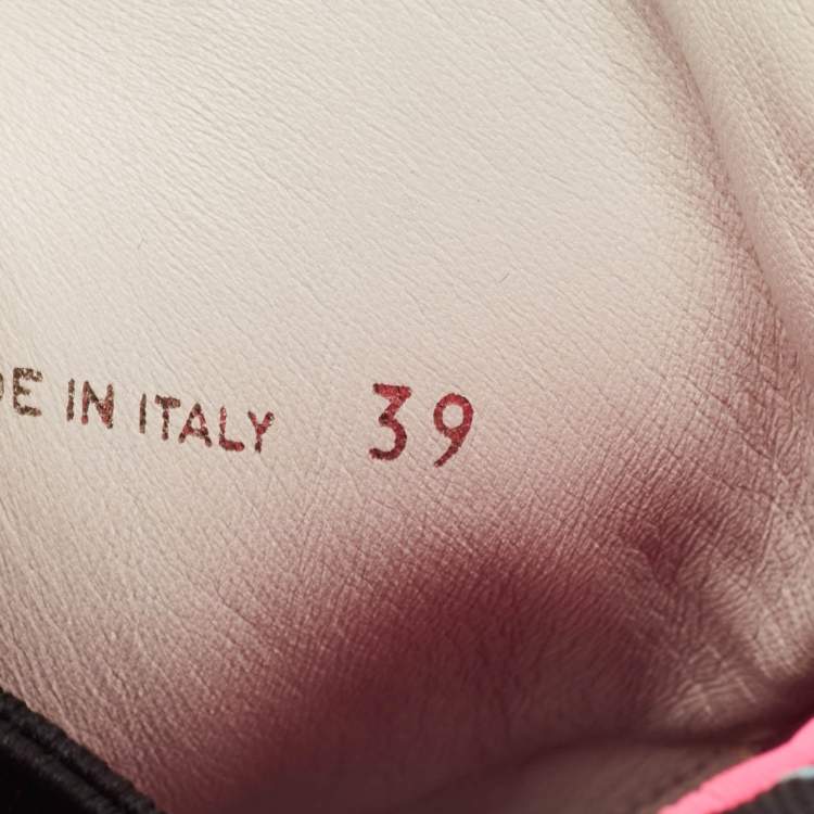 Pre Owned Prada White/Pink Fabric and Leather Logo Ankle Boots Size 39