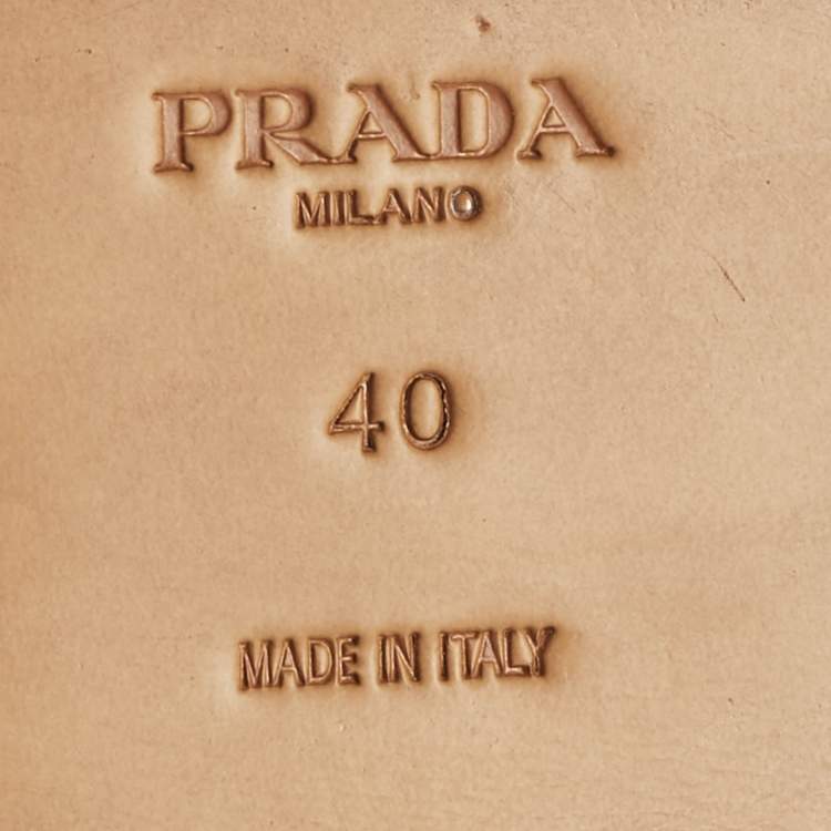 Pre Owned Prada Black Saffiano Leather T-Strap Ribbon Flat Sandals Size 40