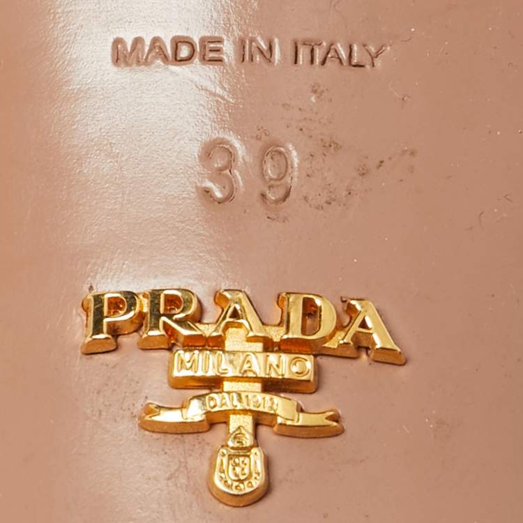 Pre Owned Prada Black Saffinao Patent Leather Slide Sandals Size 39