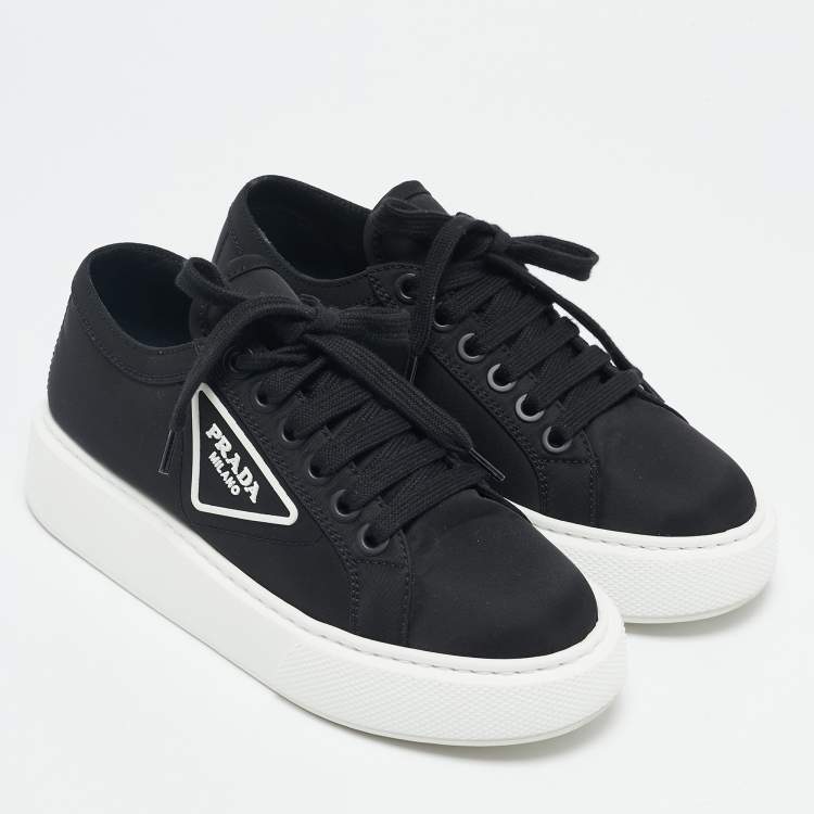 Pre Owned Prada Black Nylon Wheel Cassetta Low-Top Sneakers Size 36