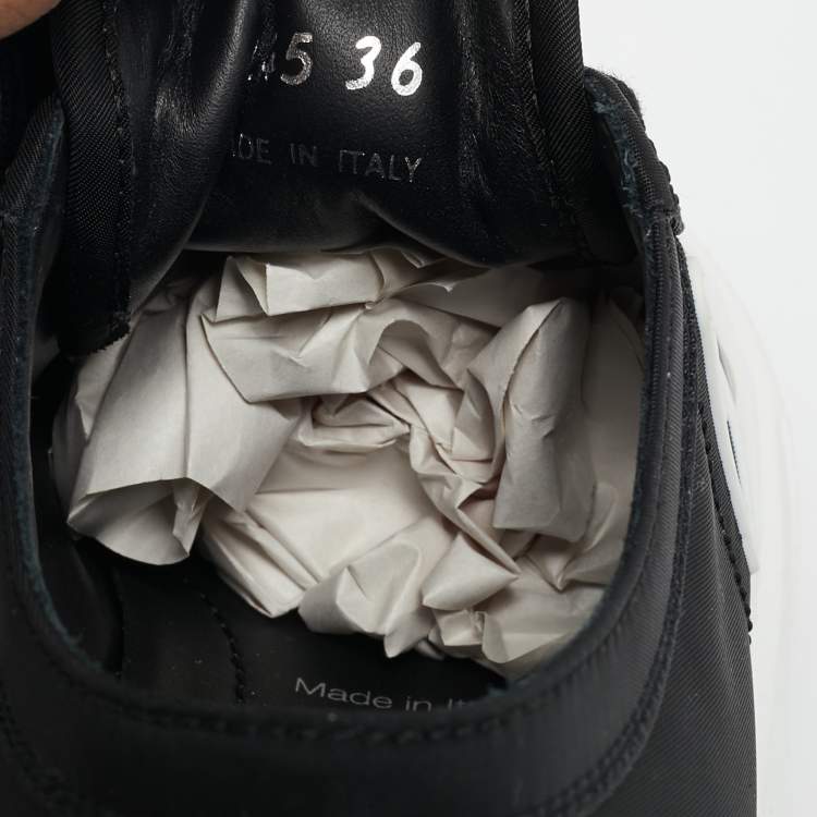 Pre Owned Prada Black Nylon Wheel Cassetta Low-Top Sneakers Size 36