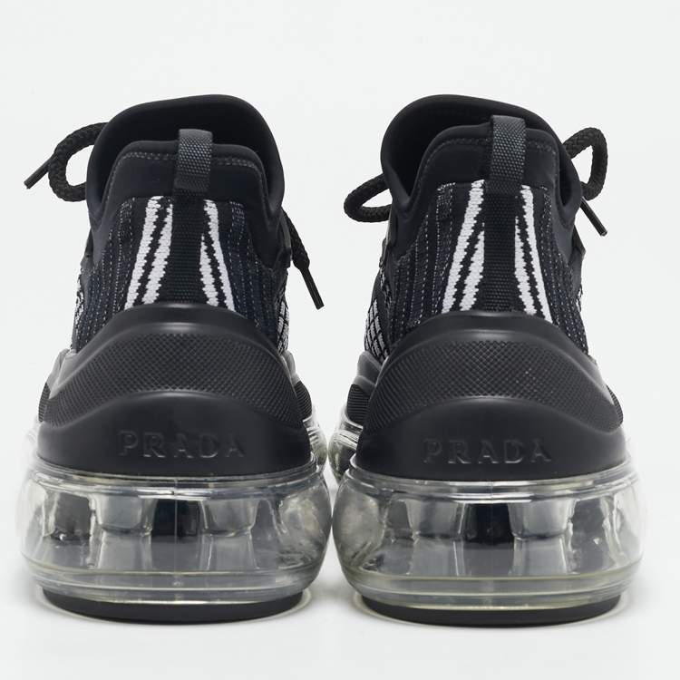 Pre Owned Prada Black Knit Fabric and Neoprene Cloudbust Sneakers Size 35.5