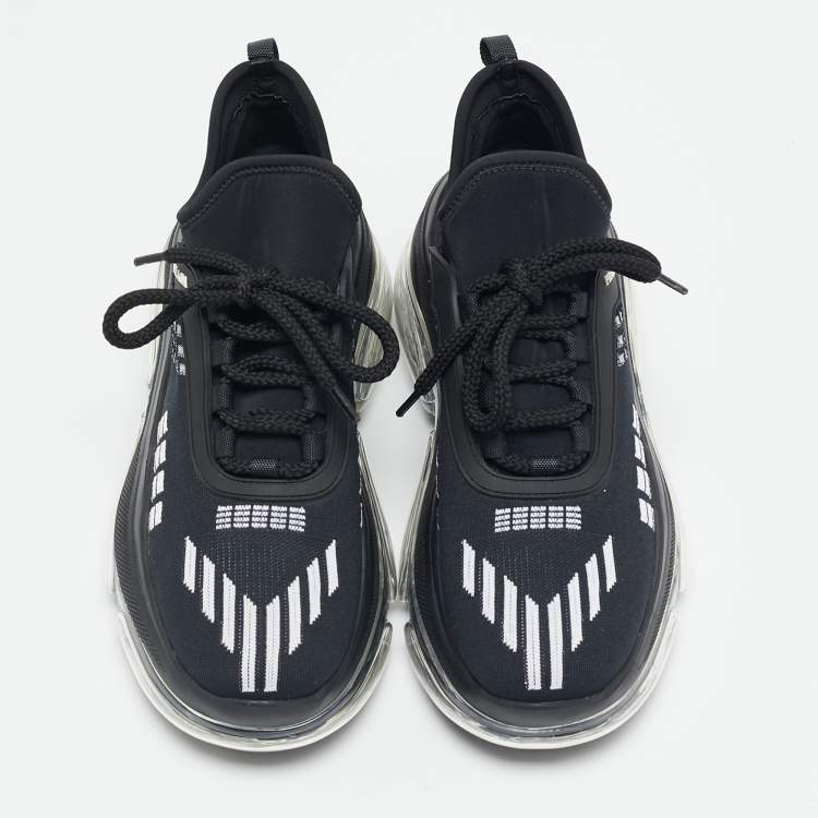 Pre Owned Prada Black Knit Fabric and Neoprene Cloudbust Sneakers Size 35.5
