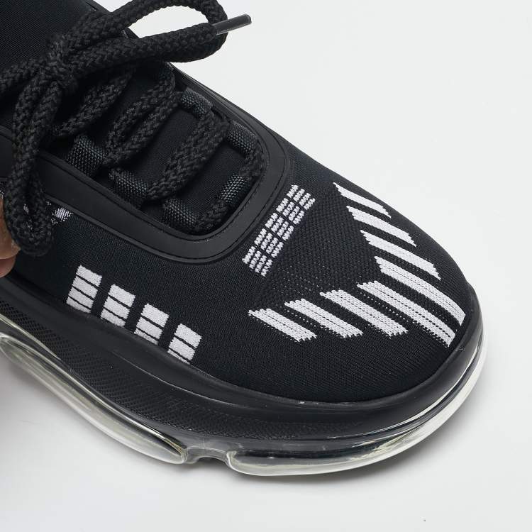 Pre Owned Prada Black Knit Fabric and Neoprene Cloudbust Sneakers Size 35.5