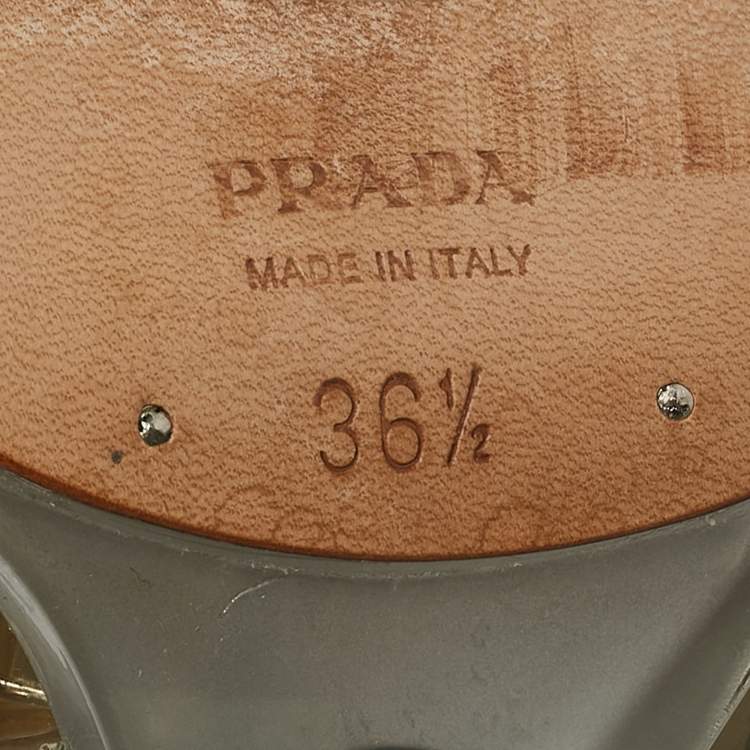 Pre Owned Prada Transparent PVC and Satin Ankle Strap Sandals Size 36.5