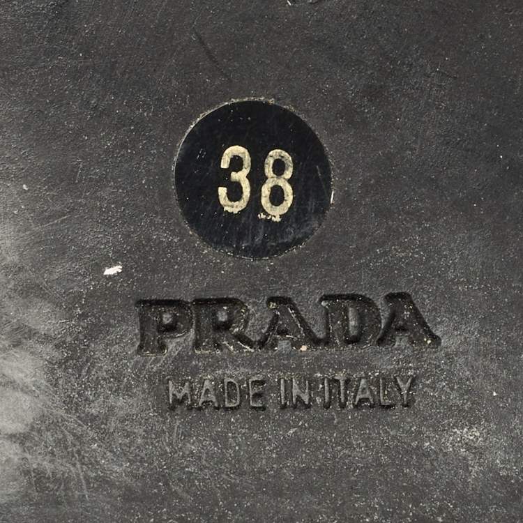 Pre Owned Prada Black Patent Leather Platform Thong Sandals Size 38