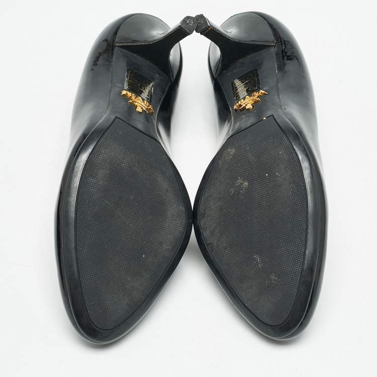 Pre Owned Prada Black Patent Leather Round Toe Pumps Size 36