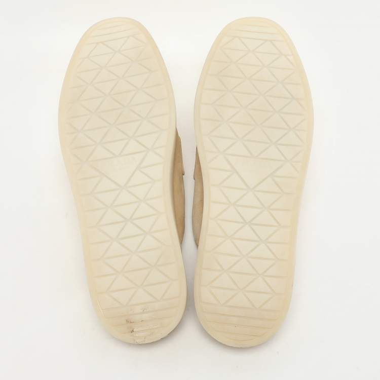 Pre Owned Prada Beige Suede Sabot Mules Size 38.5