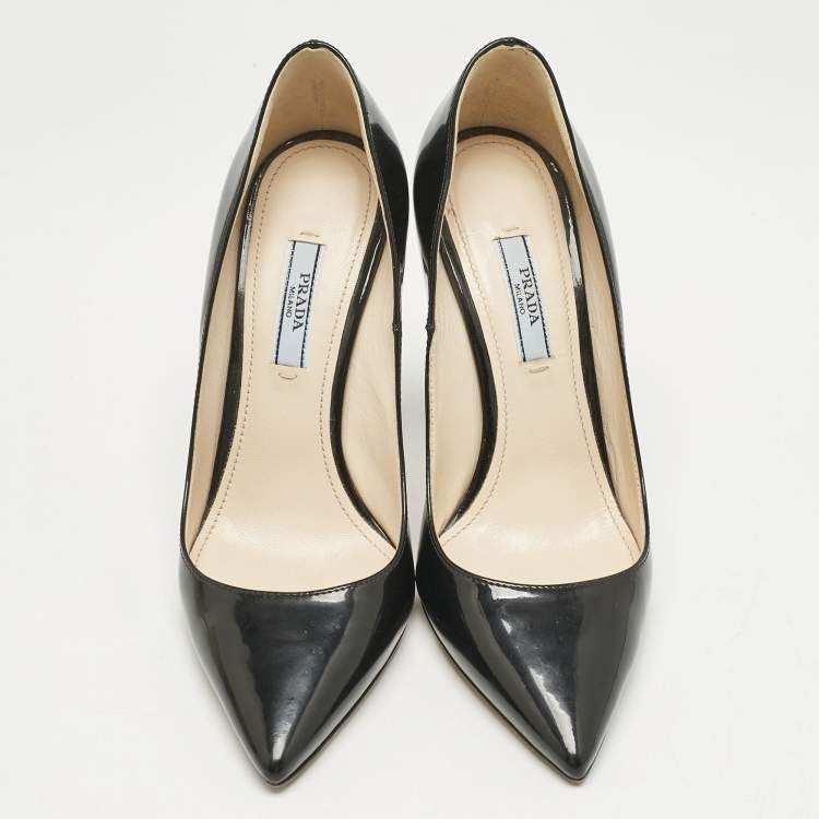 Pre Owned Prada Black Patent Leather Pointed Toe Pumps Size 36