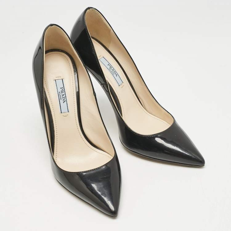 Pre Owned Prada Black Patent Leather Pointed Toe Pumps Size 36