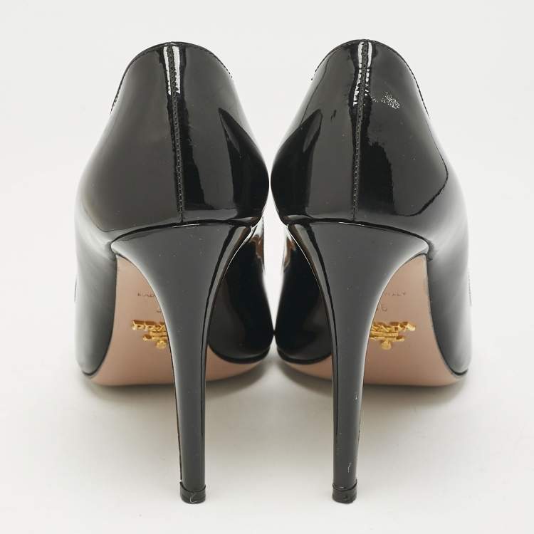 Pre Owned Prada Black Patent Leather Pointed Toe Pumps Size 36
