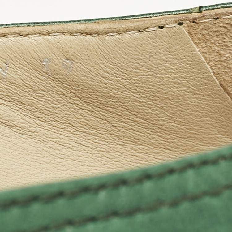 Pre Owned Prada Green Leather Logo Platform Espadrilles Size 39
