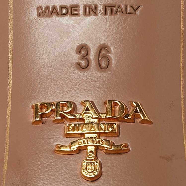 Pre Owned Prada Black Patent Leather Logo Slide Sandals Size 36