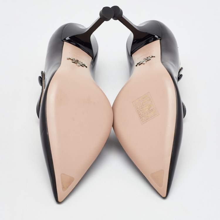 Pre Owned Prada Black Leather Pointed Toe Mary Jane Pumps Size 35.5