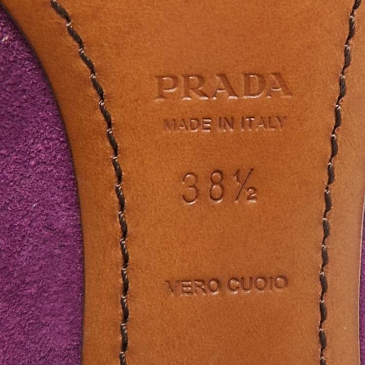 Pre Owned Prada Multicolor Leather and Suede Block Heel Pumps Size 38.5