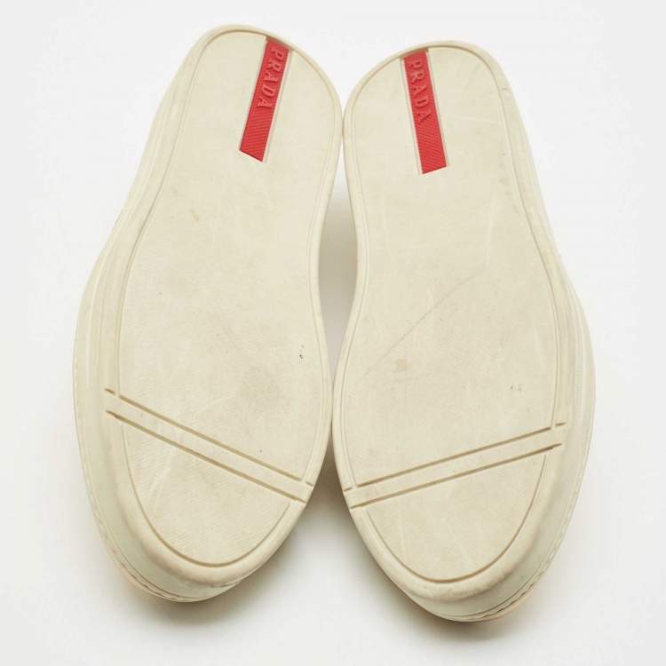 Pre Owned Prada Gold Leather Slip on Sneakers Size 40 