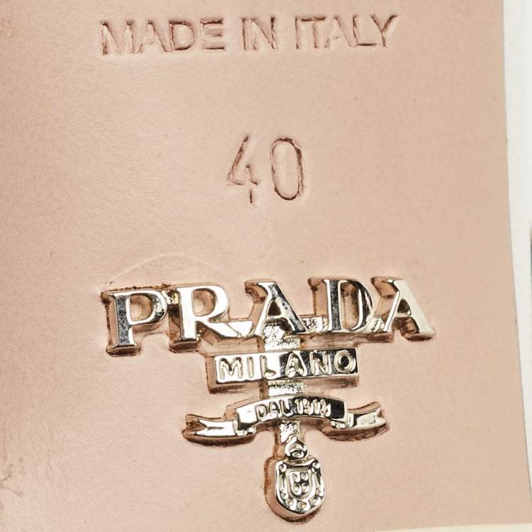 Pre Owned Prada White Leather Bow Slingback Pumps Size 40