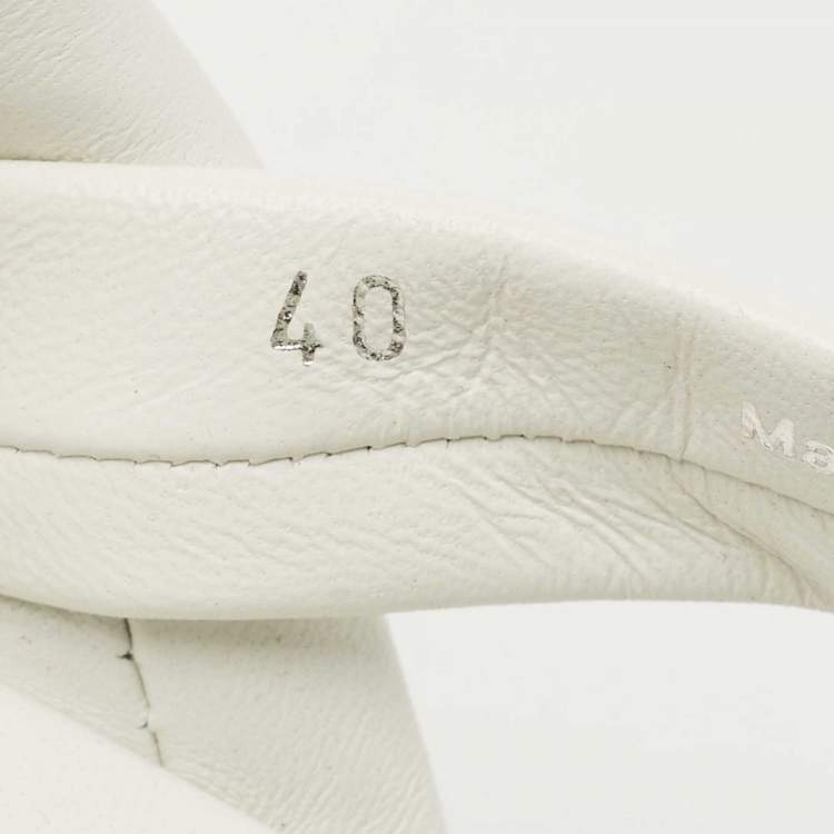 Pre Owned Prada White Leather Padded Strappy Platform Slingback Sandals Size 40