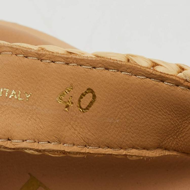 Pre Owned Prada Beige Raffia Monolith Platform Sandals Size 40