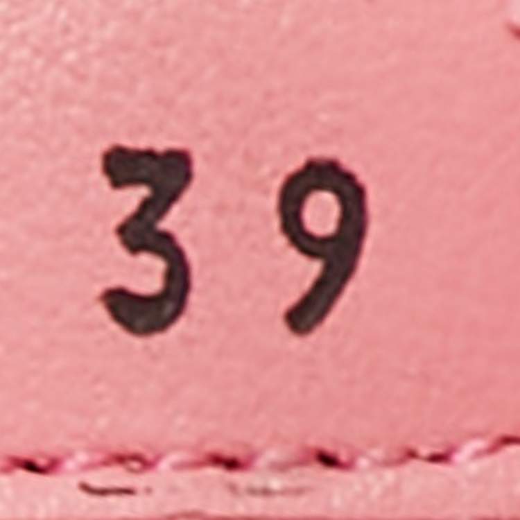 Pre Owned Prada Pink Shearling Logo Slide Flats Size 39