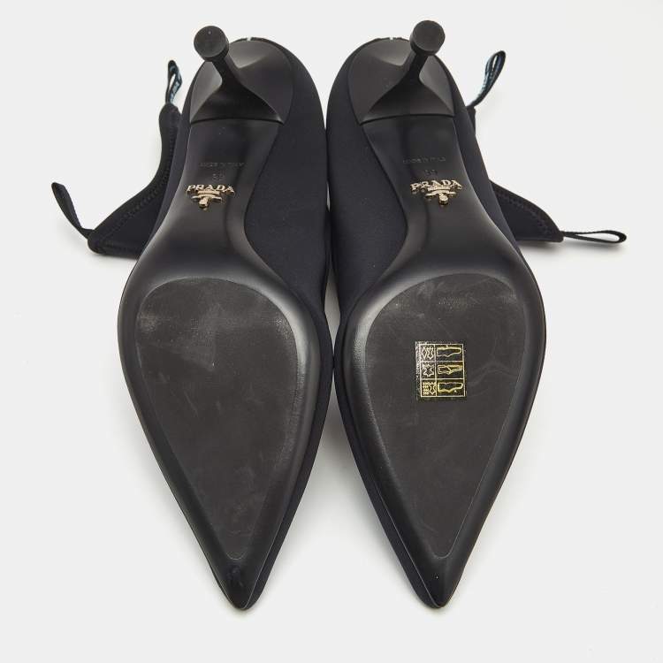 Pre Owned Prada Black Neoprene Ankle Boots Size 39