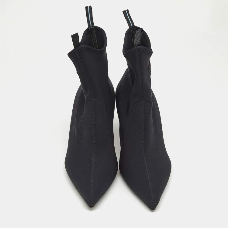 Pre Owned Prada Black Neoprene Ankle Boots Size 39