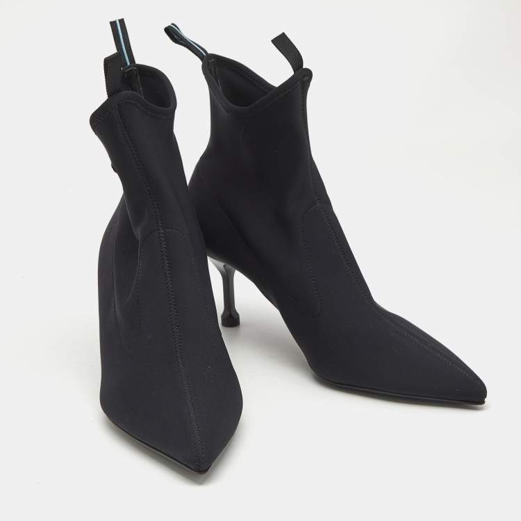 Pre Owned Prada Black Neoprene Ankle Boots Size 39