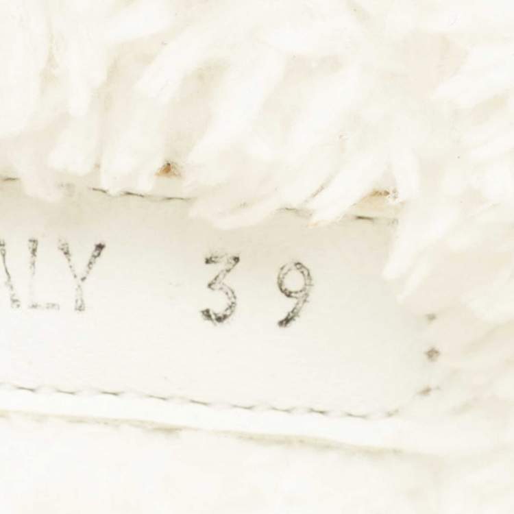 Pre Owned Prada White Shearling Terry Flat Slides  Size 39