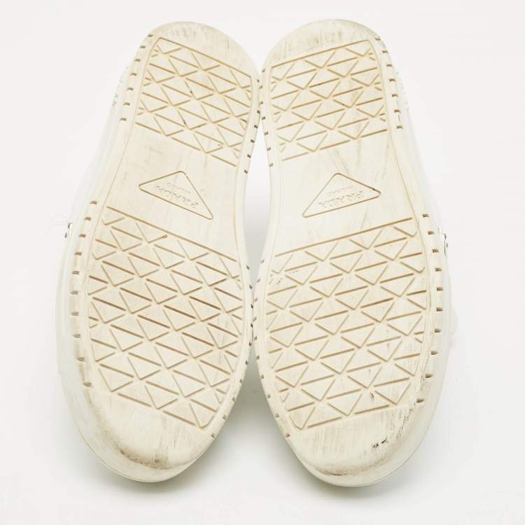Pre Owned Prada White Leather Low Top Sneakers Size 39.5