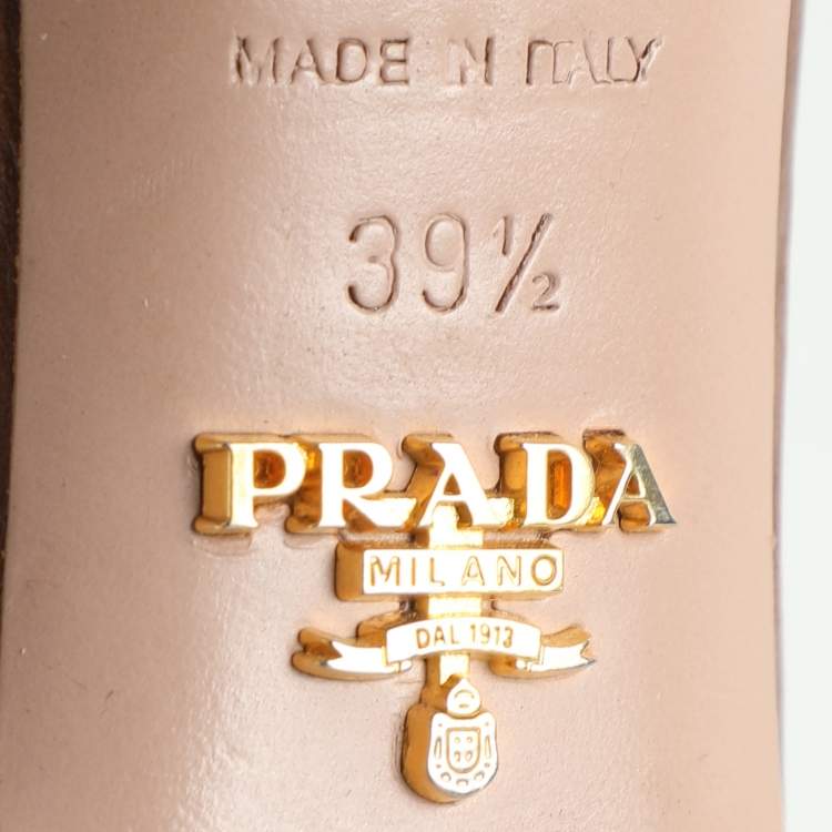 Pre Owned Prada Brown Leather Strappy Slingback Sandals Size 39.5