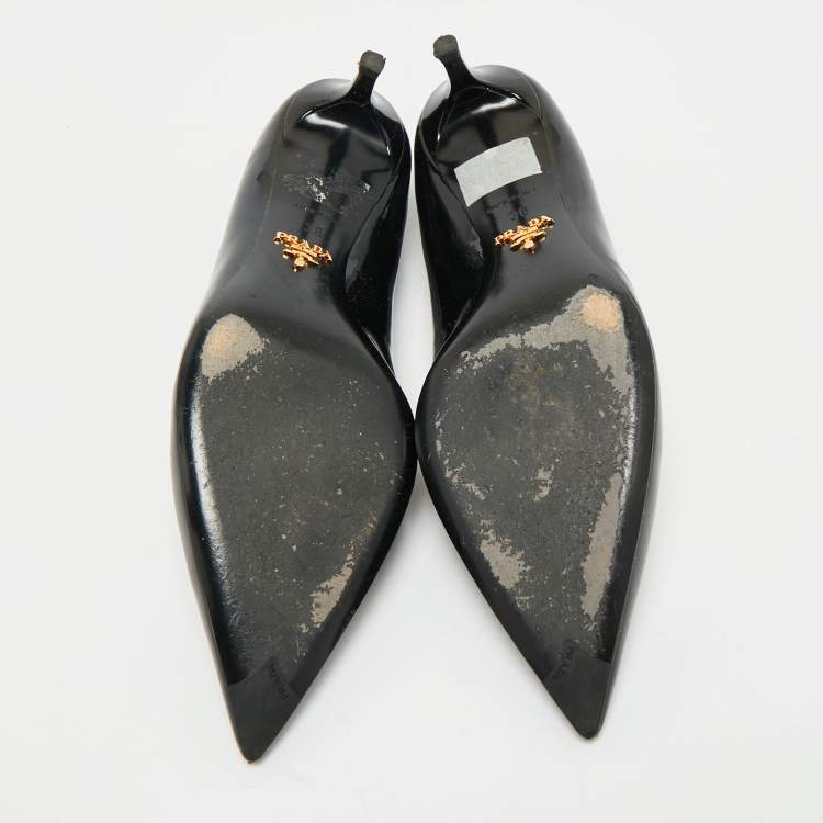 Pre Owned Prada Black Patent Leather Pointed Toe Pumps Size  38