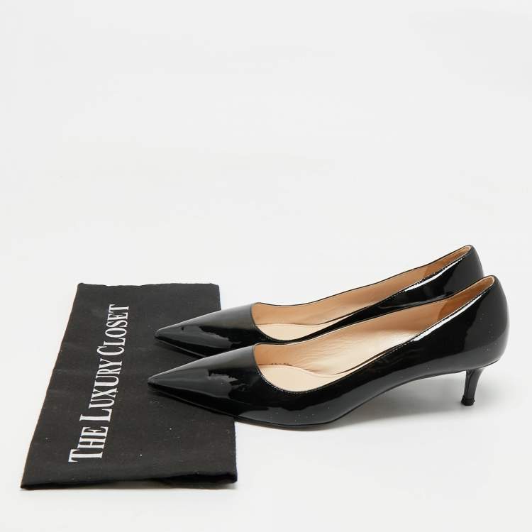 Pre Owned Prada Black Patent Leather Pointed Toe Pumps Size  38